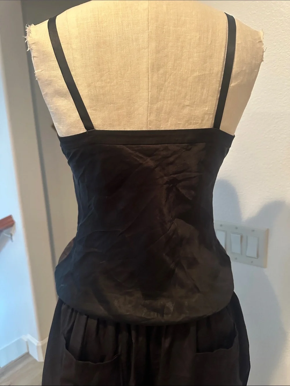 J. Crew Black Satin Cami Pajama Top with Front Tie